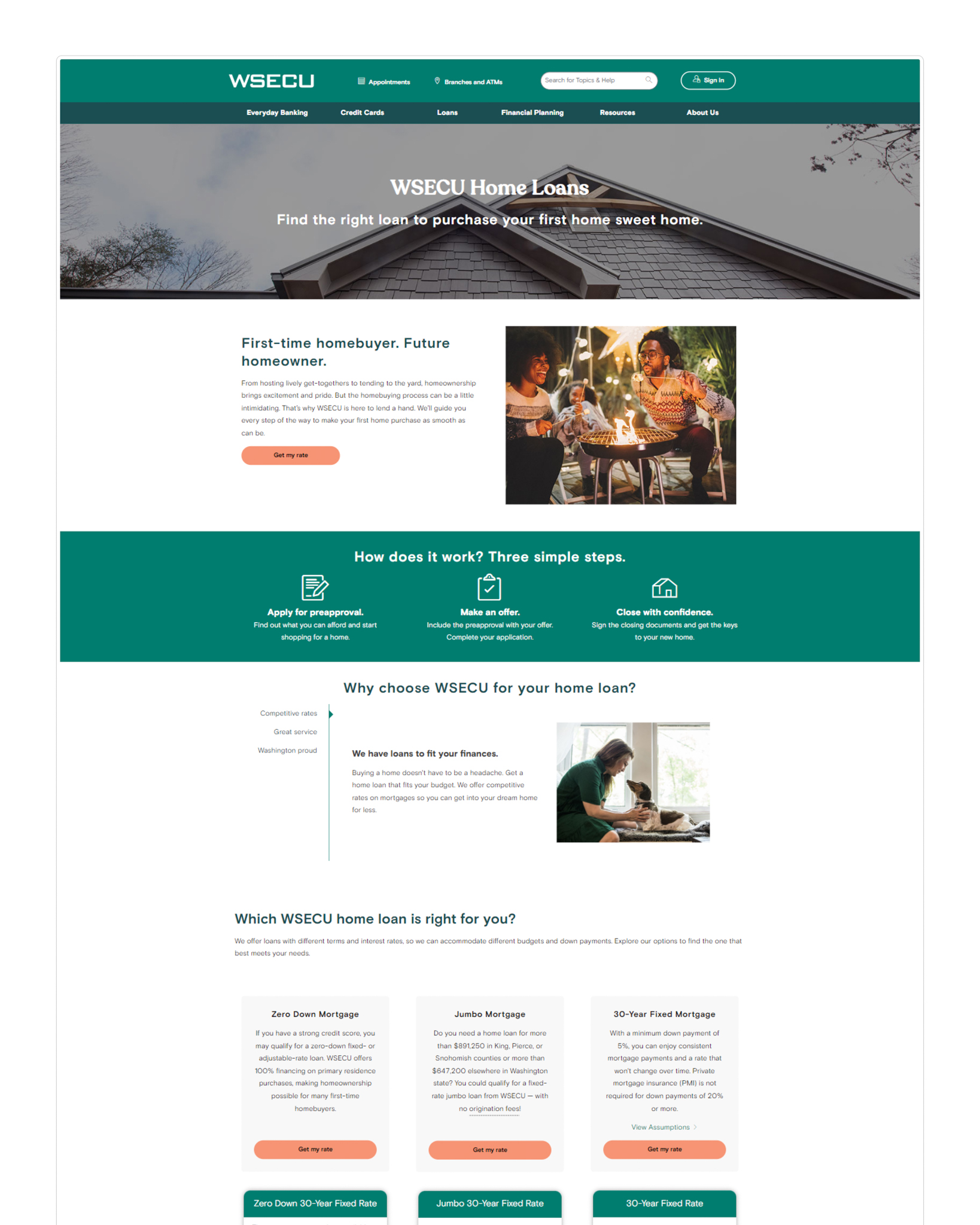 Screenshot of mortgage web page after redesign