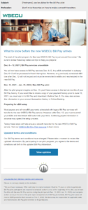 Second email sent to pilot users before bill pay blackout period