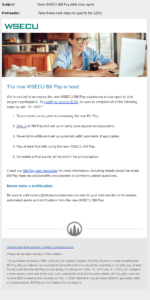 Third email sent to pilot users after blackout period with next steps for participation